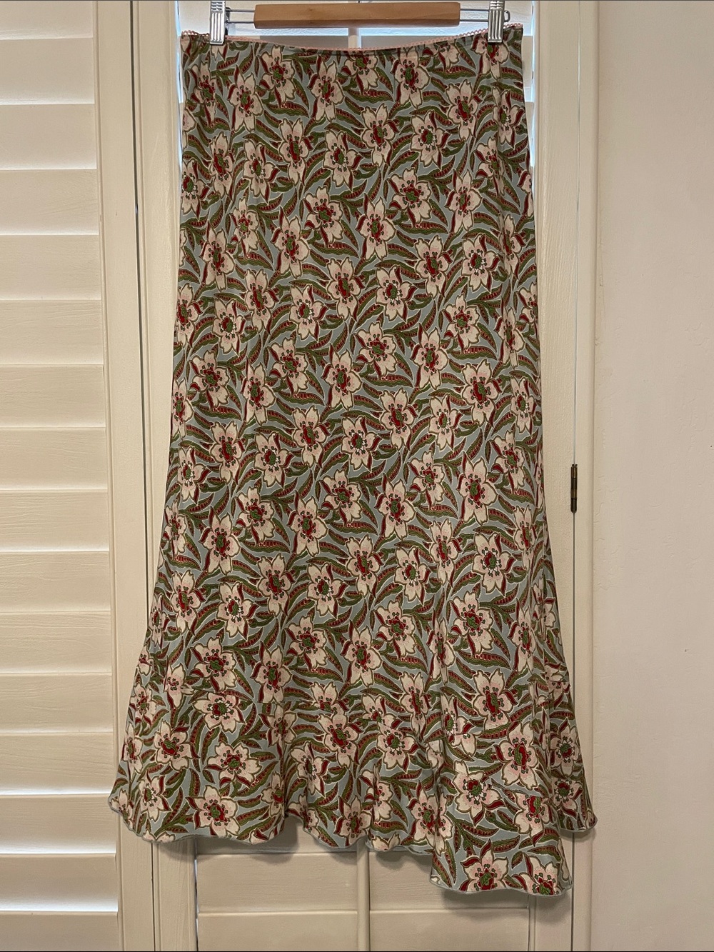 Sundance Floral Maxi Skirt in Cream, Green and Burgundy